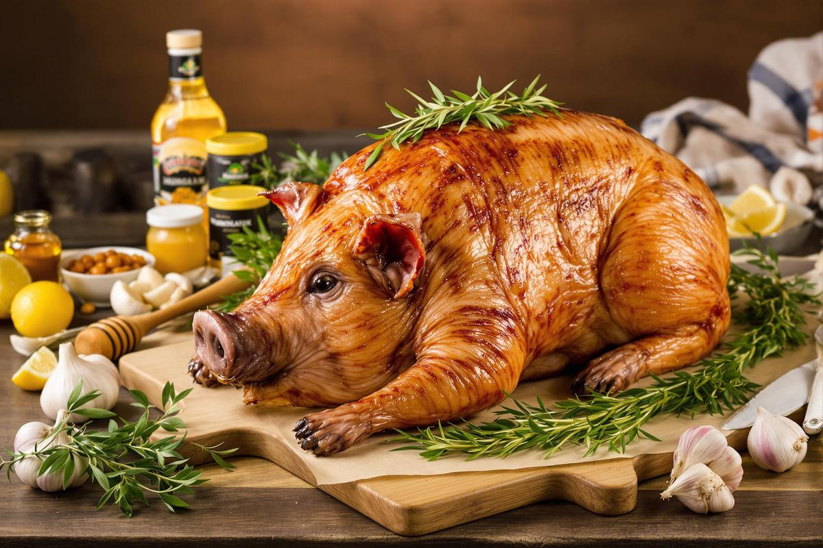 Préparation du cochon de lait pour la cuisson