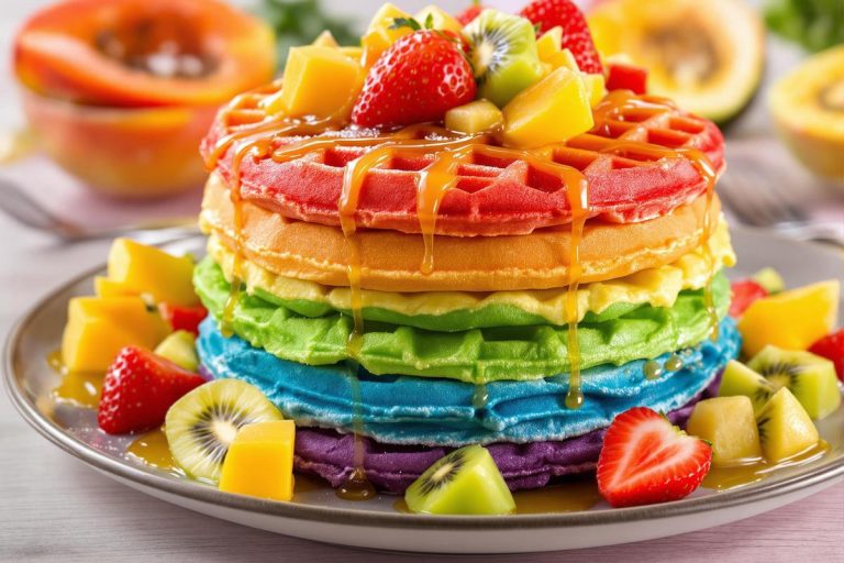 Recette de gaufres arc en ciel fruit exotique