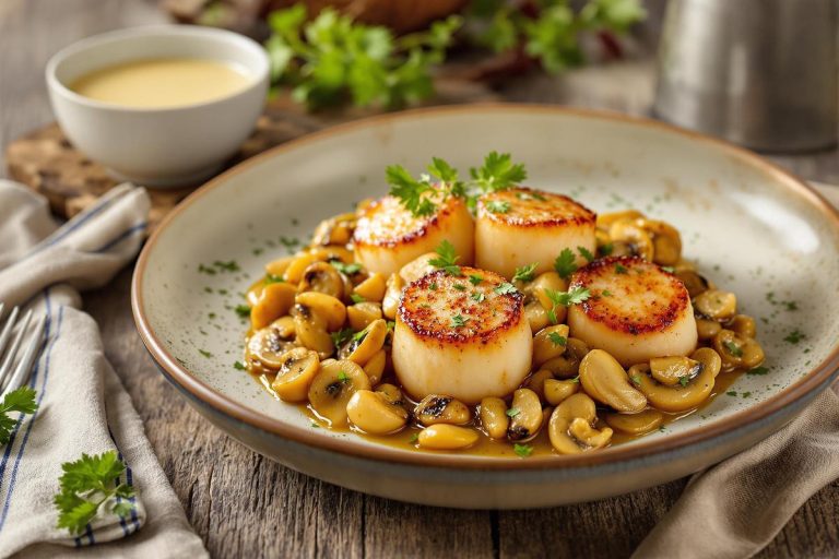 Recette coquille saint-jacques à la bretonne champignons